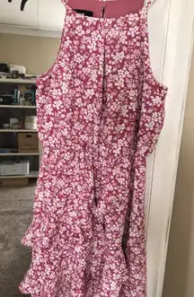 pink floral halter dress