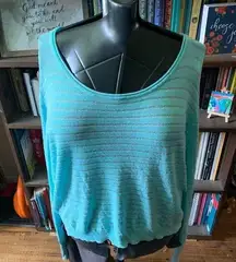 Lane Bryant turquoise shimmery cropped lightweight 22/24 sweater