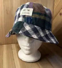 UO-76 Urban Outfitters Patchwork Plaid Bucket Hat Festival Casual Cotton Wool‎