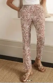 Boden Pull On Paisley Ankle Length Straight Cut Trouser