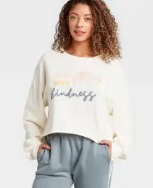 Everything with Kindness Graphic Crop Pullover Sweatshirt