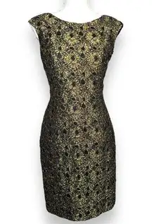 Carmen Marc Valvo Gold Lace Dress 6