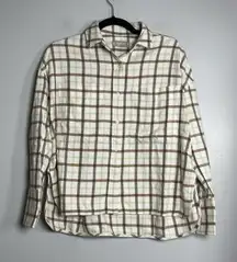 EVERLANE The Boxy Flannel Shirt Size XXS Plaid Brown NEW Casual Comfort Fall