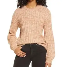 BlankNYC Toffee Crewneck Balloon Sleeve Sweater