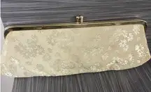 VTG St. Thomas‎ Cream Colored Clutch Evening Purse-Floral Pattern