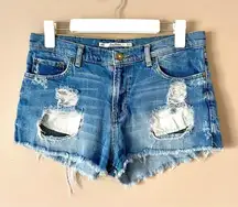 ZARA | Blue Distressed Cut-off Denim Jean Shorts Sz 8