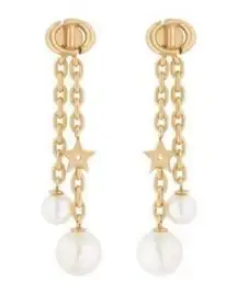 Christian Dior  CD Navy Earring with White Resin Pearl