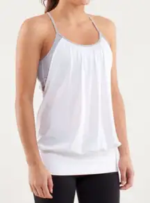 Lululemon No Limits Tank( off White/gray stripes)