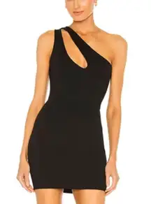 Nava One Shoulder Mini Dress Black Asymmetrical Club Revolve