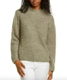 Vince  Textured Mock Neck Wool Cashmere Silk Sweater Green Small NWT