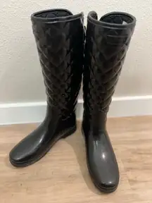 Black Quilted Hunter Rain Boots