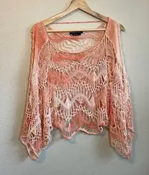 BCBG Maxazria Crochet Bohp Shawl Sweater Beach Coverup Size Small