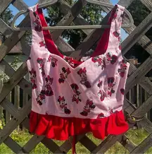 Custom Made Minnie Mouse Disney Corset | Ruffle Crop Top | Lace Up | Size Medium