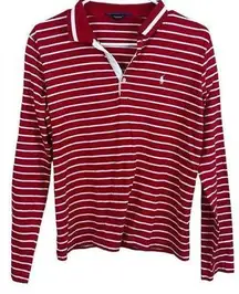 Ralph Lauren Golf Red Striped Collared Shirt S Long Sleeve 100% Cotton