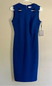 Calvin Klein Blue Formal Mini Dress Wedding Guest 2 NWT