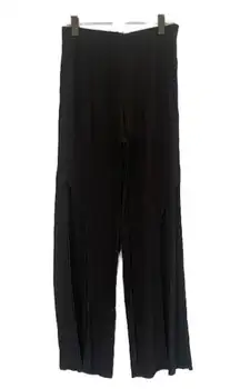 Kona Sol Black Wide Leg Double Slit Beach Coverup Pants Women Sz M