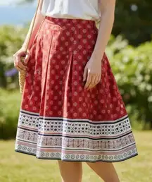 Charter Club Skirt Nautical Sailor Print Pleated Fully Lined 100% Cotton Sz 10