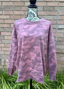 EUC Lululemon Pink Camo Perfectly Oversized Crew Sz 10