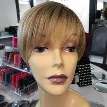 Mother’s Day short Pixie blonde human hair Blende