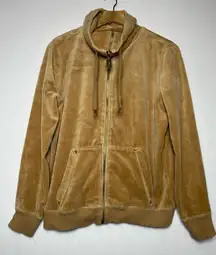 Michael Kors Tan Velour Full Zip Track Jacket Casual Loungewear Women’s Large