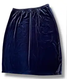 Vintage Black Shimmery Pencil Skirt Sz L/XL Elastic Waist Knee Length Skirt