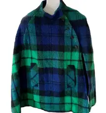 Vintage BORU Jimmy Hourihan Plaid Wool Cape Made In Dublin Ireland