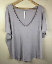 Aritzia The Group Babaton Deep Vneck Ribbed Short Sleeve‎ Oversized Size XL Tee
