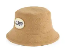 Felted Wool Bucket Hat with Patch Unisex Style