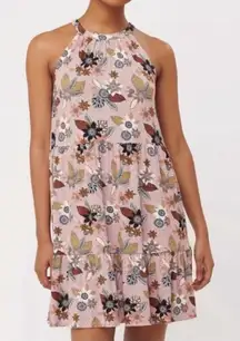 LOFT Womens Floral High Neck Tiered Halter Dress Size Medium Petite