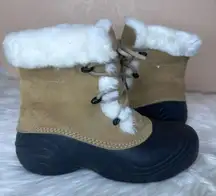Columbia Sierra Blizzard Tan Faux Fur Lined Suede Winter Snow Boots Size 8