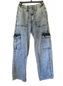 UO BDG Acid Wash Skate Wide Leg Jeans Black Size 27