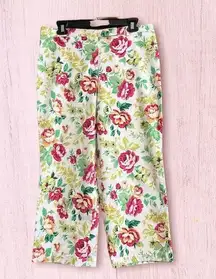 Willi Smith Floral Front Zip Cropped Stretch Pants-Size 12P