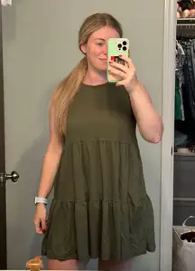 Army Green Flowy Dress