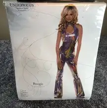 Underwraps Disco Boogie Adult Costume Womens LARGE Bell Bottom Jumpsuit GoGo NWT