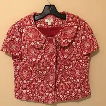 Ann Taylor LOFT Red White Floral Crop Jacket