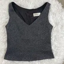 AFTER SIX vintage metallic sparkly sleeveless top. BLACK, SILVER. Zipper back.