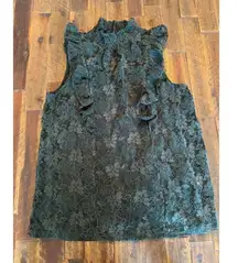 Cable & gauge velvet green lace blouse size medium mock neck