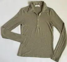 MNG by  Long Sleeve Collared Button Shirt Green