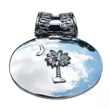 2-Tone Oval Domed South Carolina Palmetto Moon Palm Tree Pendant Slide