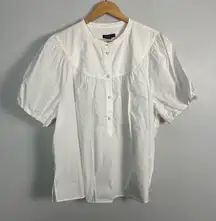 J. Crew white Puff-sleeve cotton poplin popover top new size xxl