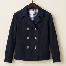 J.Crew Women Light Peacoat‎ Cotton Blend Jacket Sz 4 Preppy Academia Minimalist