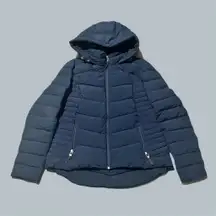 Tommy Hilfiger Women's Jacket Coat Navy Blue Zip Hood Pockets Quilted Packable