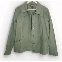Patagonia Jacket Women's Large W's Stand Up Button Up‎ Pockets Denim Green