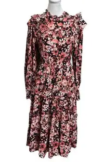 RACHEL PARCELL Tiered Floral Midi Dress Poet Sleeve Now Women’s Size 4