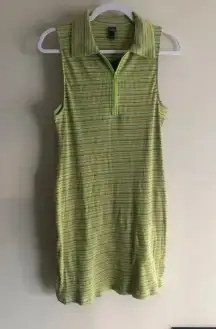 Women’s Polo Dress, Sleeveless Bodycon green striped - Size L