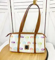 Dooney & Bourke  Snowcone Barrel Shoulder Bag Purse White Pastel Leather