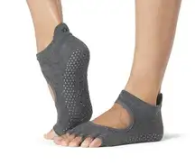 Toesox Half Toe Bellarina Grip Socks Size Medium Grey Barre Pilates Yoga EUC