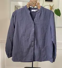 QVC Joan Rivers Button Shirt Shacket Cotton Grey M