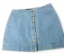 REFORMATION 0 XS Skirt Denim Jean Mini Snap Front Light Wash Women's REVOLVE