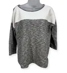 LOFT Color Block 3/4 Sleeves Sweatshirt Top Size S Cotton